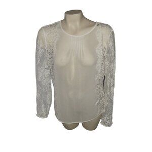 White‎ Lace Long Sleeve Sheer Blouse By White House Black Market Size M